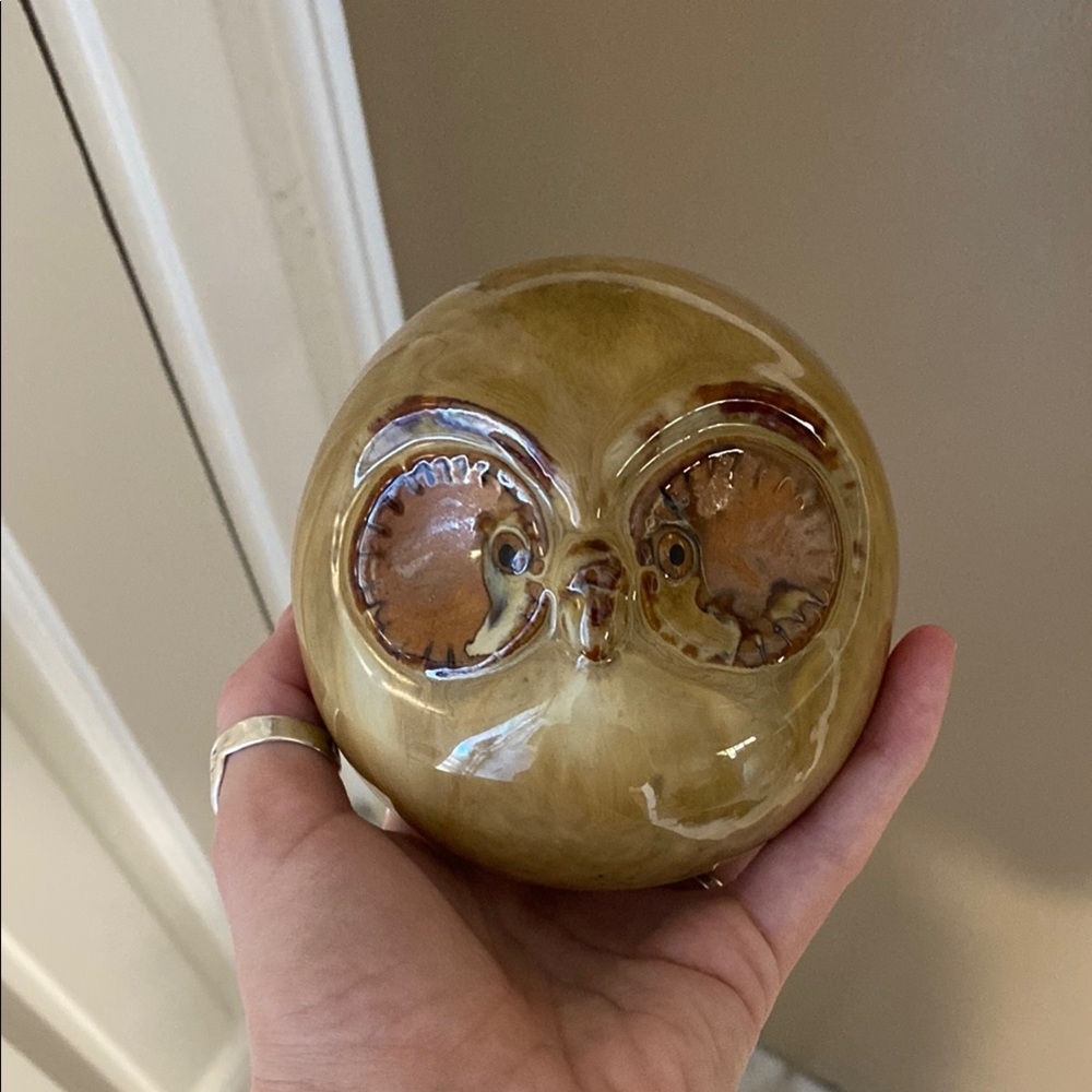 🌼 Beige Ceramic Owl Figurine Cute Ceramic Owl